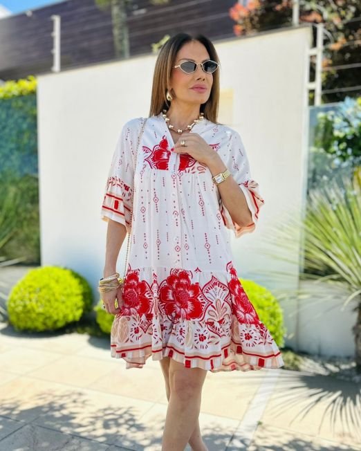 VESTIDO FRANZIDO ABOTOADO